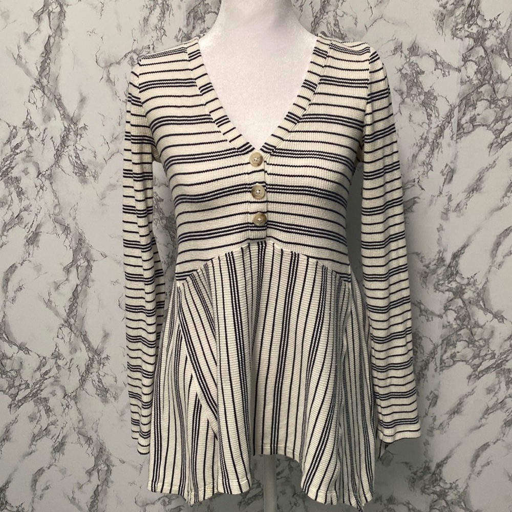 Maeve Anthropologie Eliza Henley Babydoll Women's Tunic Striped Size XS